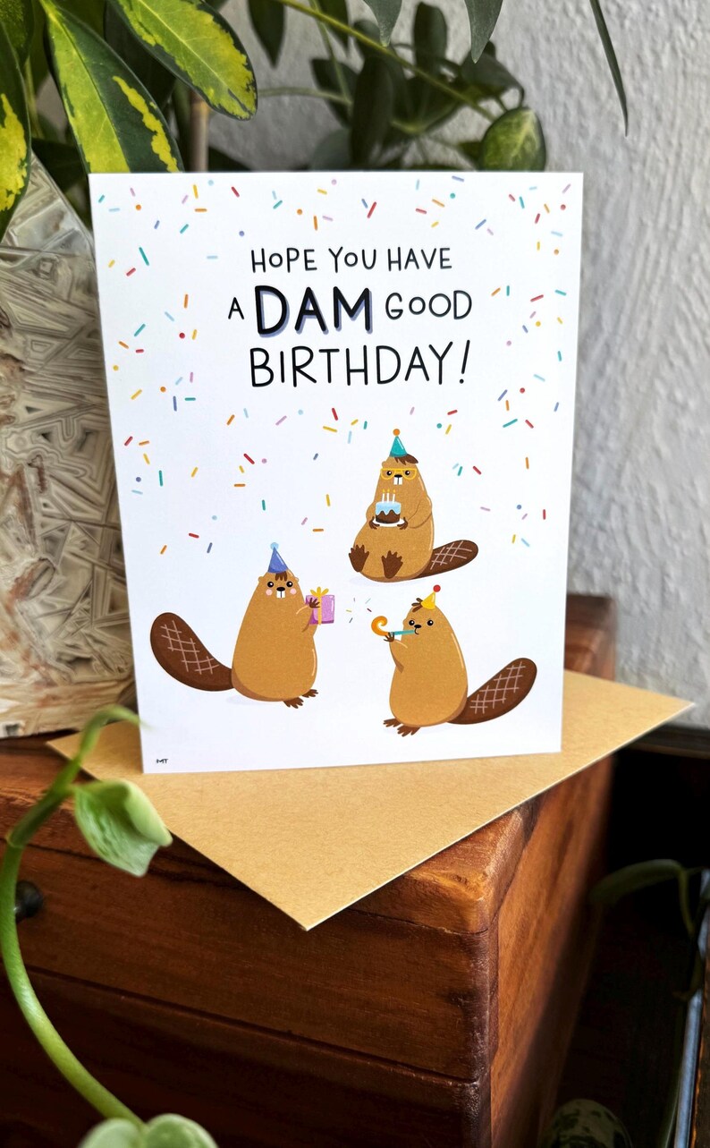 Beaver Birthday Card - Printable Greeting Card - Dam Good Birthday ...