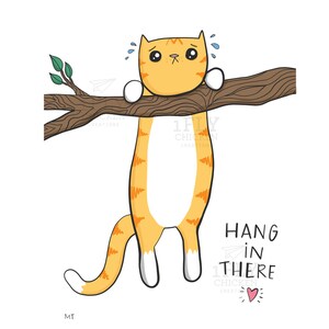 Hang in There Cat Card Printable Encouragement Greeting Card Cute Cat ...