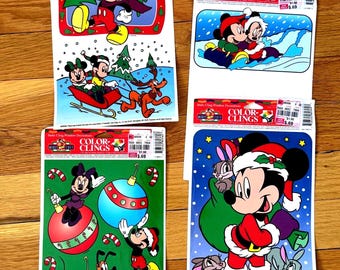 Disney Mickey and Minnie Mouse Holiday Window Clings - Nostalgic Christmas Decor for Kids