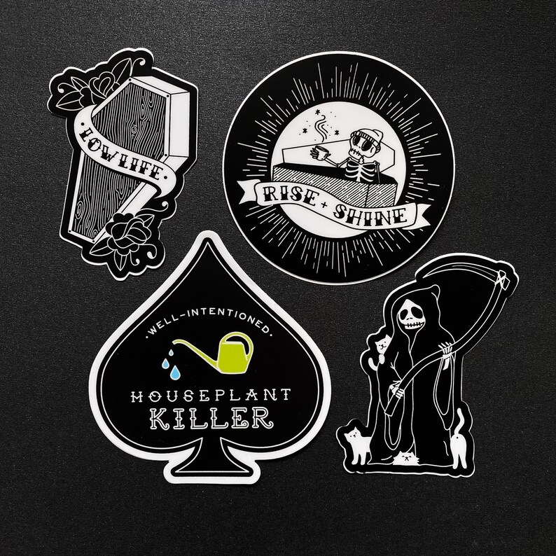 Cute Goth Punk Skeleton Reaper Stickers by 1flychicken