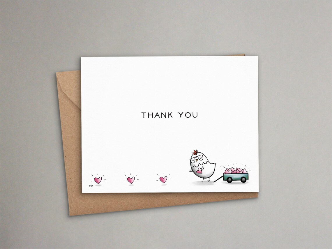 Cute Chicken Thank You Card Sweet Simple Printable Thank You Etsy