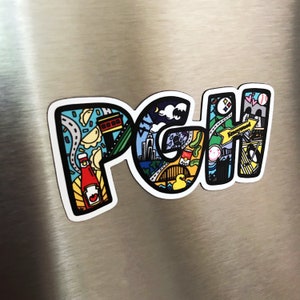 PGH Pittsburgh Flat Magnet Souvenir and Gift with Includes Pittsburgh Things by 1flychicken creations