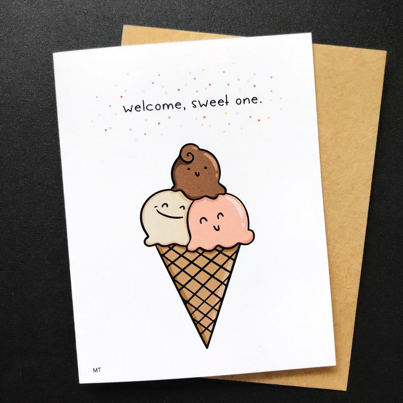 Printable New Baby Card Ice Cream Cone with Sprinkles Baby Card Congratulations on the Little One Greeting Card Instant Download image 3