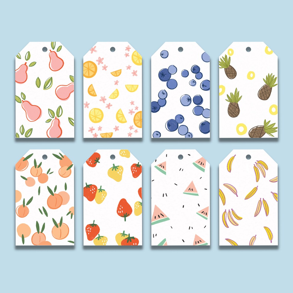 Retro Printable Gift Tags Fun Fruit Illustration Gift Tag - Etsy