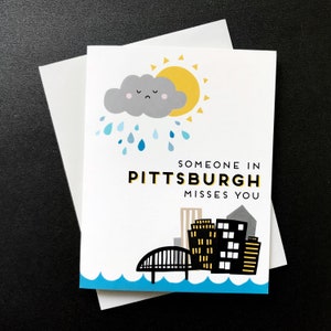 Pittsburgh Greeting Card Printable Someone Misses You in Pittsburgh Card Goodbye Card from Pittsburgh Made in Pittsburgh Download image 3