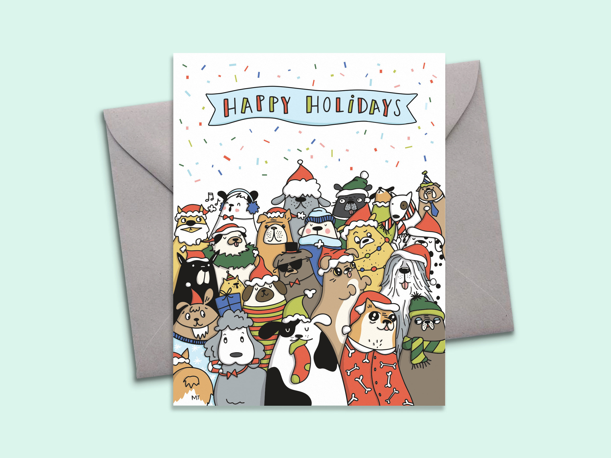 Printable Dog Happy Holidays Card - Funny Dogs Happy Holidays Printable ...