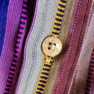 Robert Graham Shirt - Striped Purple, Orange, Embroidered Details - Long Sleeve Flip Cuff - Mens Large Button Up image 4