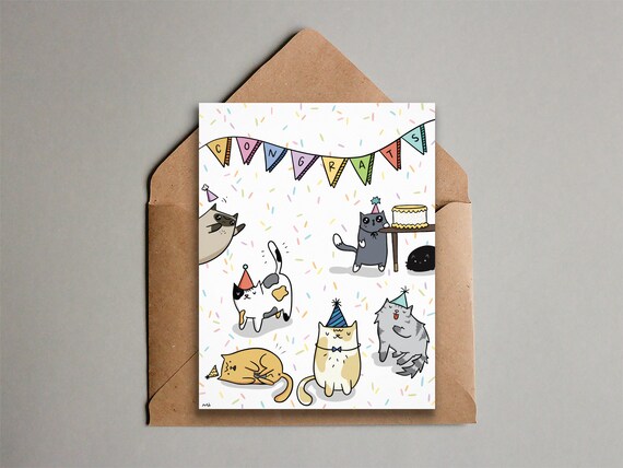 Printable Card Cat Congrats from All of Us Coworkers Congratulations for Friends Funny Cat Party Congrats Card Family Download