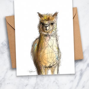 Printable Llama Card Instant Download Alpaca Art Printable Llama Notecard for All Occasions Cute Animal Note image 4