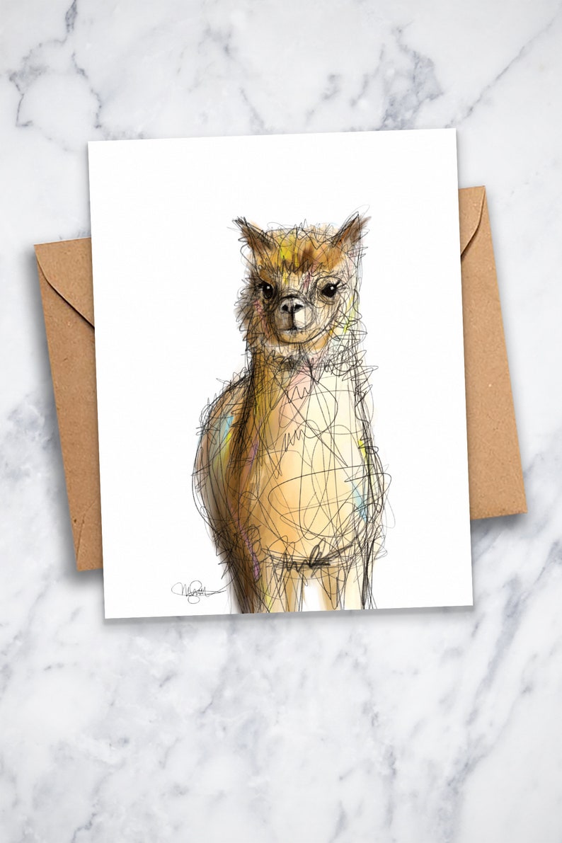 Printable Llama Card Instant Download Alpaca Art Printable Llama Notecard for All Occasions Cute Animal Note image 4