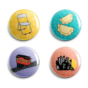 Pittsburgh Pins and Magnets 1 Inch Handmade Buttons Yinzer Gift Set of 4 image 1