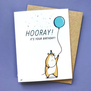 Hamster Birthday Card Printable Happy Birthday Card Cute Animal Printable Birthday Card Hamster with Balloon Simple Greeting Card image 6