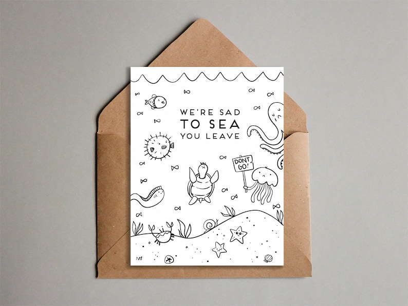 Printable Don't Go Goodbye Greeting Card From All of Us Coworker Leaving Say Farewell Instant Download Black and White Card image 1