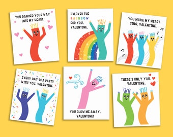 Wacky Waving Inflatable Tube Guy Valentines - Printable School Valentines Day Card Exchange - Unique Classroom Cutout Valentines for Kids