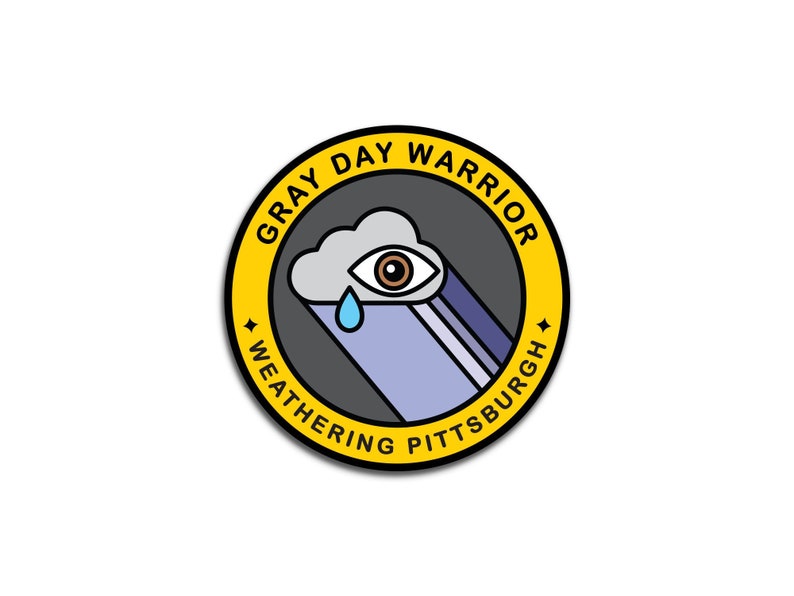 Pittsburgh Sticker Funny PGH Weather Merit Badge 2 Inch Vinyl Weatherproof Decal image 1