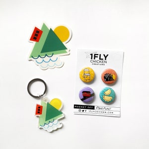 Small Pittsburgh Gift - Magnets, Sticker and Acrylic Keychain - Yinzer Gift Idea - Black + Yellow - Small Pittsburgh Souvenir