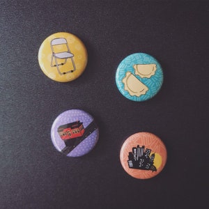 Pittsburgh Pins and Magnets 1 Inch Handmade Buttons Yinzer Gift Set of 4 image 5