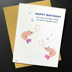 Shrimp Birthday Card Printable Cute Shrimp Sea Creature Happy Birthday Card Instant Download image 5
