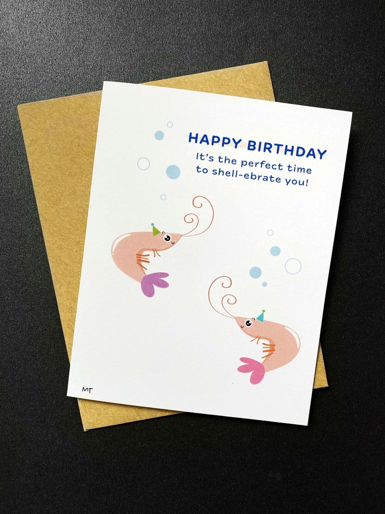 Shrimp Birthday Card Printable Cute Shrimp Sea Creature Happy Birthday Card Instant Download image 5