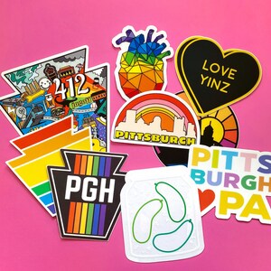 Colorful Pittsburgh Sticker 3 Inch Vinyl Weatherproof Decal Pastel Rainbow Unique Pittsburgh Souvenir image 3