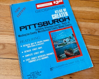 Mappe rare di Pittsburgh - Atlante di Pittsburgh - Geographia 1978 Libro rilegato