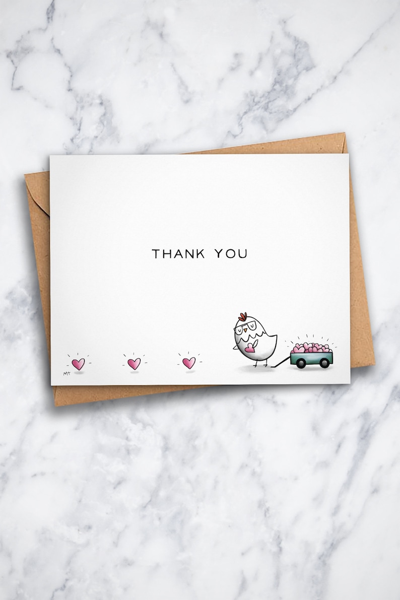 Chicken Lover Thank You Card Printable Greeting Card Cute Chicken with a Wagon of Love For Family, Teacher, Caretaker, Service Workers image 5