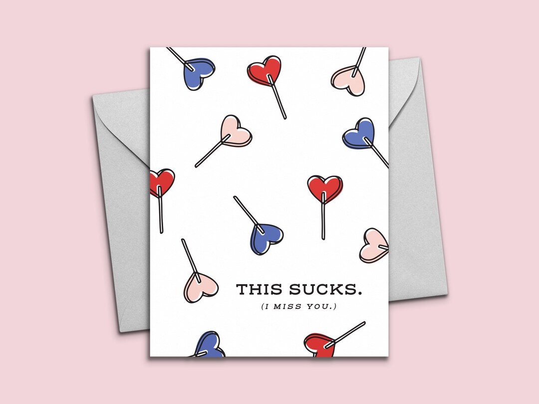 Printable I Miss You Card Cute Heart Lollipop Card Pink - Etsy Norway