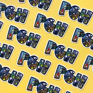 PGH Pittsburgh Stickers on Yellow Background Perfect for Yinzers by 1flychicken creations