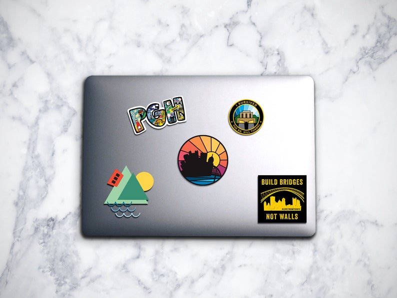 Pittsburgh Sticker Color Block Pittsburgh Laptop Sticker Translucent Clear 3 Inch Decal Mt. Washington Incline Souvenir Gift image 4