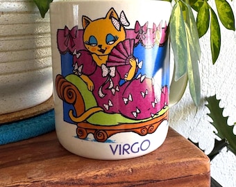 Vintage Virgo Zodiac Mug -  Avon Collectible - Fun Vintage Zodiac Birthday Gift for Virgo Cat