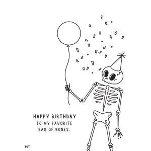 Skeleton Bones Birthday Card - Bag of Bones Black &amp; White Birthday Card ...