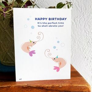 Shrimp Birthday Card Printable Cute Shrimp Sea Creature Happy Birthday Card Instant Download image 4