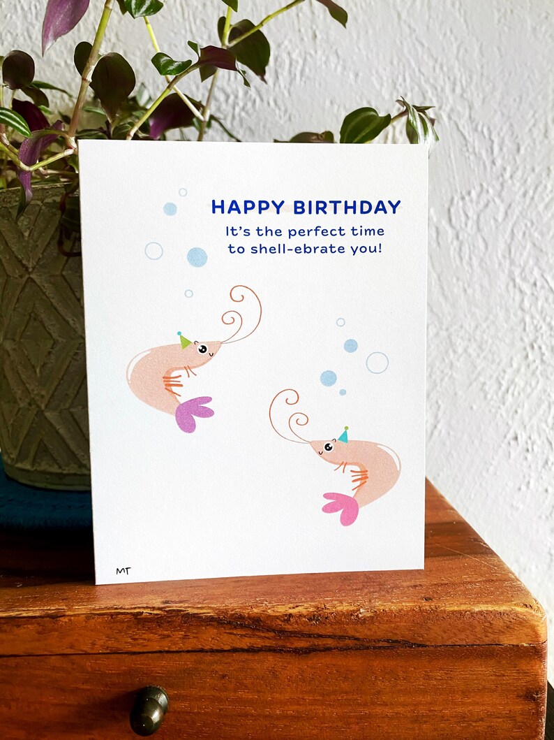 Shrimp Birthday Card Printable Cute Shrimp Sea Creature Happy Birthday Card Instant Download image 4