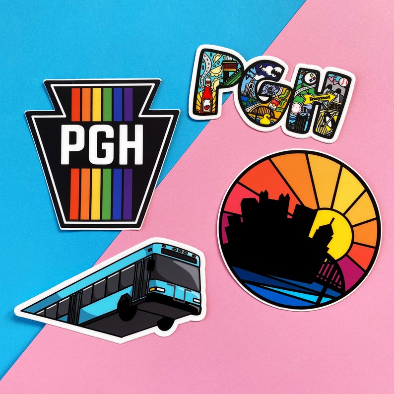 Fun Pittsburgh Stickers by Local Pittsburgh Artist, Meghan Tutolo of 1flychicken creations