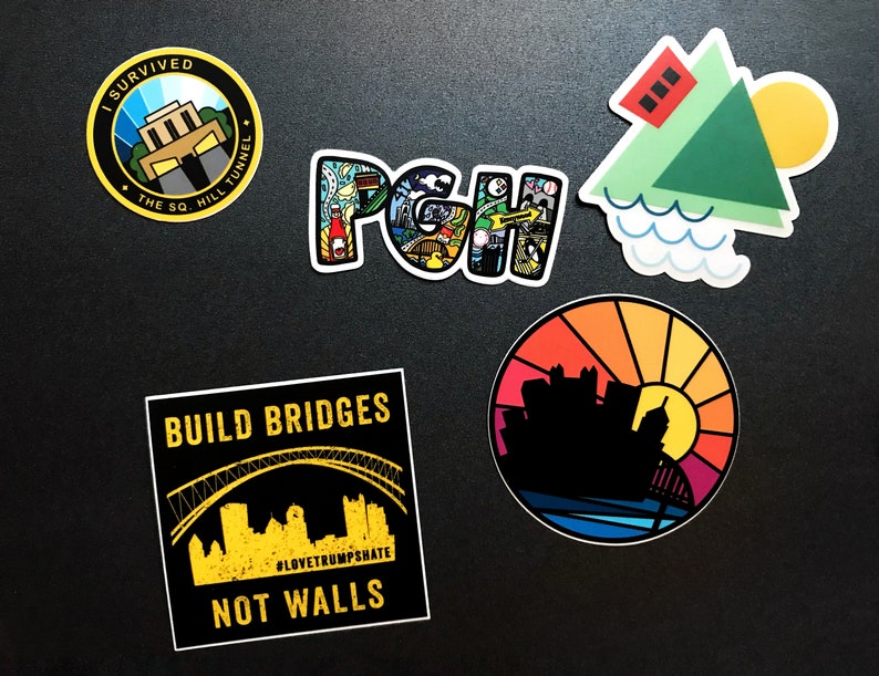 Pittsburgh Sticker Color Block Pittsburgh Laptop Sticker Translucent Clear 3 Inch Decal Mt. Washington Incline Souvenir Gift image 6