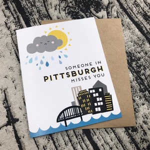 Pittsburgh Greeting Card Printable Someone Misses You in Pittsburgh Card Goodbye Card from Pittsburgh Made in Pittsburgh Download image 4