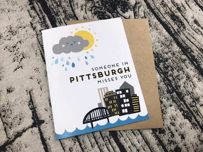 Pittsburgh Greeting Card Printable Someone Misses You in Pittsburgh Card Goodbye Card from Pittsburgh Made in Pittsburgh Download image 4