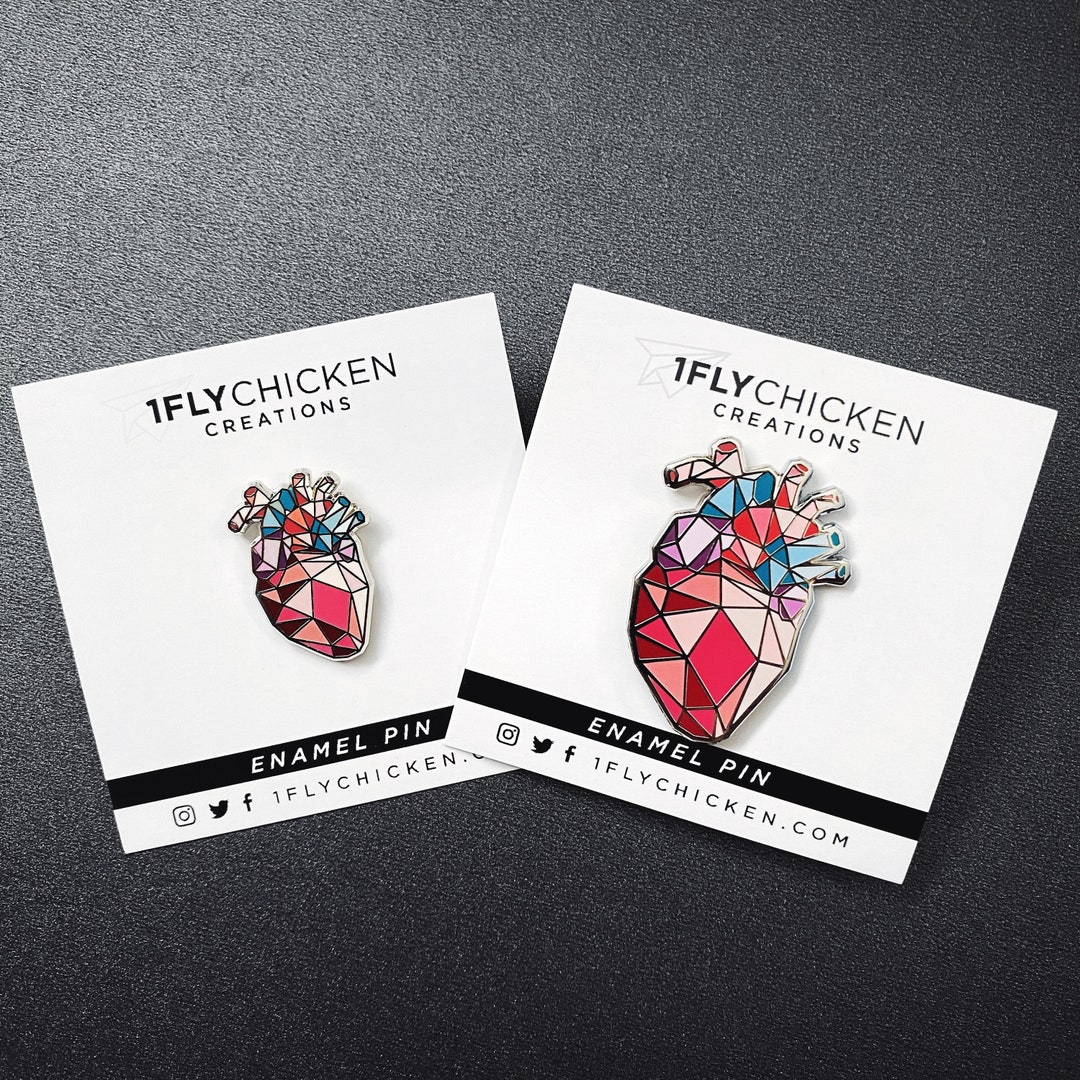 Geometric Heart Enamel Pin 2 Sizes Anatomic Heart Pin - Etsy