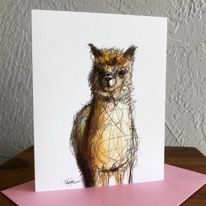 Printable Llama Card Instant Download Alpaca Art Printable Llama Notecard for All Occasions Cute Animal Note image 3