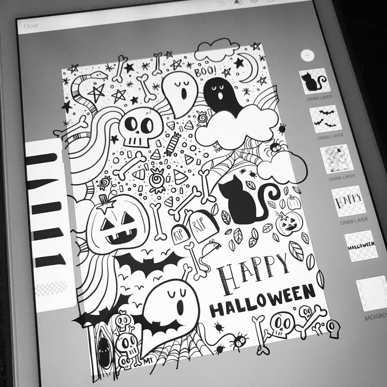 Black and White Halloween Card Printable Happy Halloween - Etsy