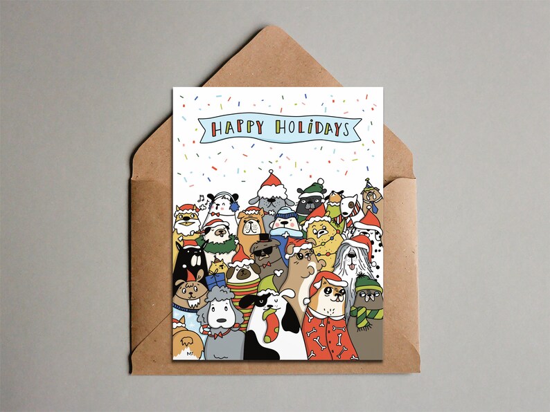 Printable Dog Happy Holidays Card Funny Dogs Happy Holidays - Etsy