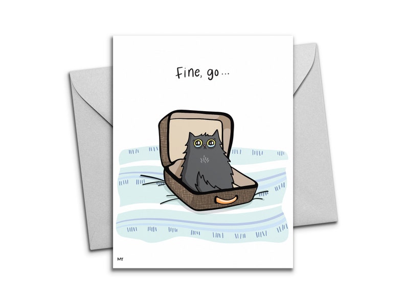 Printable Sad Cat Goodbye Card Farewell Digital Greeting Card Sad Youre Leaving Card for Coworkers Friends Instant Download Card image 1