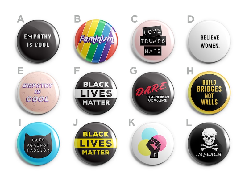 Protest Pins Magnets Choose Your Own Resist, LGBTQ Pride, Protest Pins 1 Inch Handmade Buttons image 2