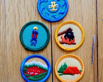 Parches vintage de Girl Scouts - Estilo años 80 y 90 - Parches coleccionables de Girl Scouts - Sin usar - Insignias circulares