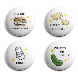 Pittsburgh Pins or Magnets - 1 Inch Handmade Buttons - Unique Pittsburgh Gift or Souvenir by Local Pittsburgh Artist - Set of 4