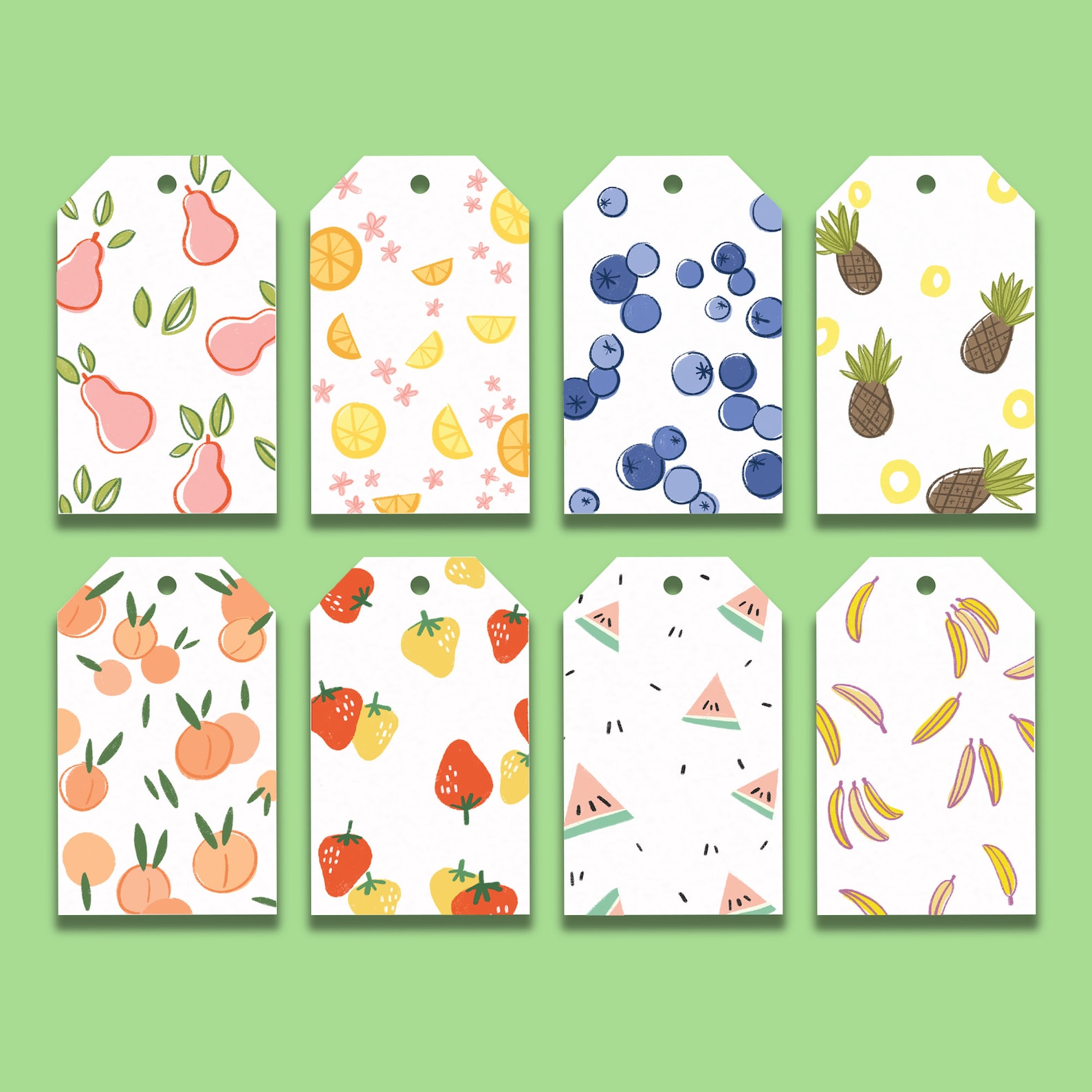Retro Printable Gift Tags Fun Fruit Illustration Gift Tag Etsy