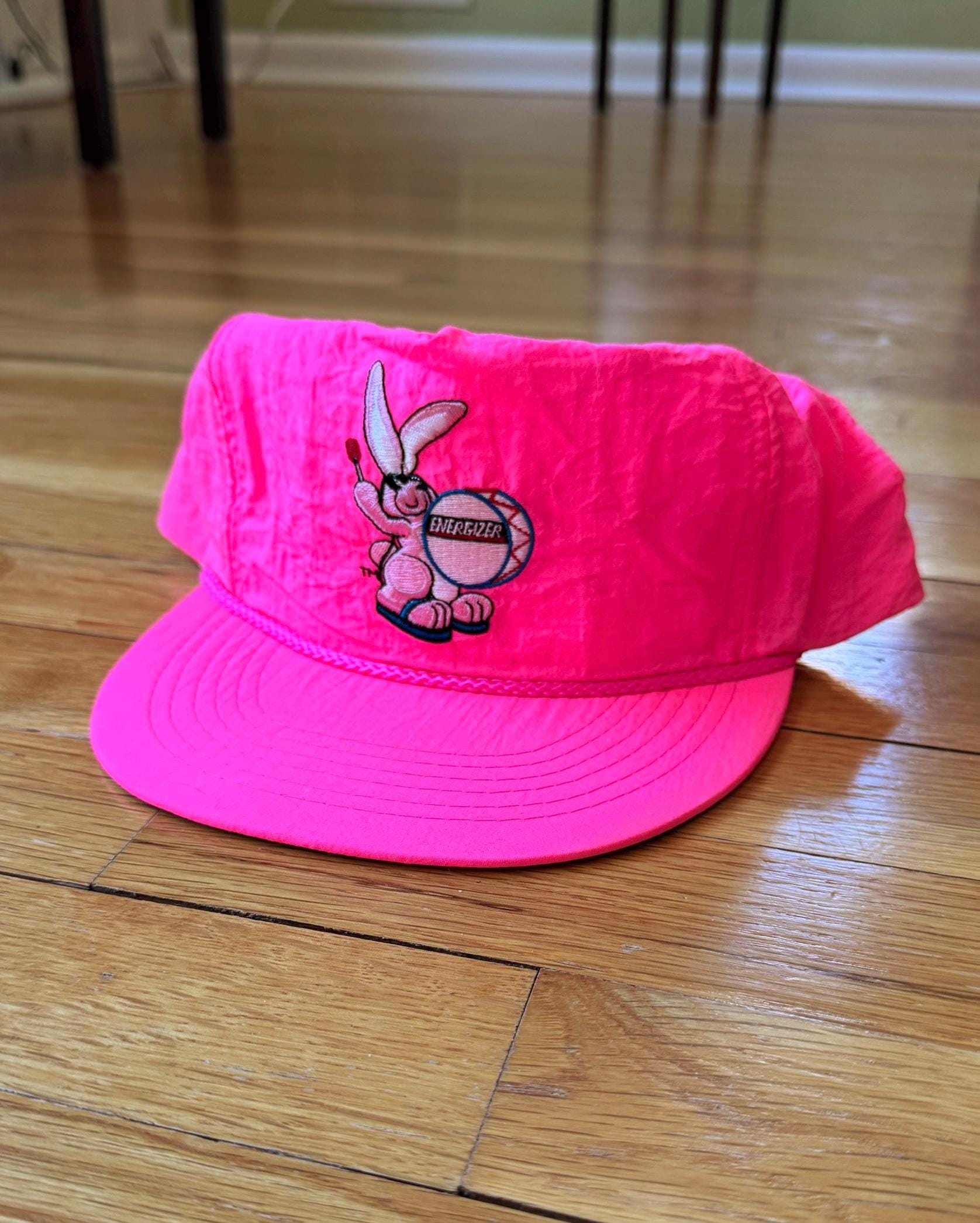 Vintage Snap Back Hat - Neon Pink Energized Bunny - 90s 