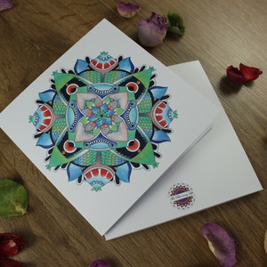 Mandala Grußkarte mit Umschlag Bundle | Zentangle Kartendesign | Karte für Blumenliebhaber | Yoga-Liebhaber-Geschenk | Zen Geschenk für sie | Geburtstag
