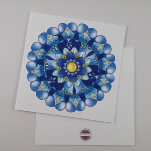 Voeux, carte d'anniversaire avec motif mandala + enveloppe bleu design coloré naturel carte d'anniversaire spirituelle carte carte boho