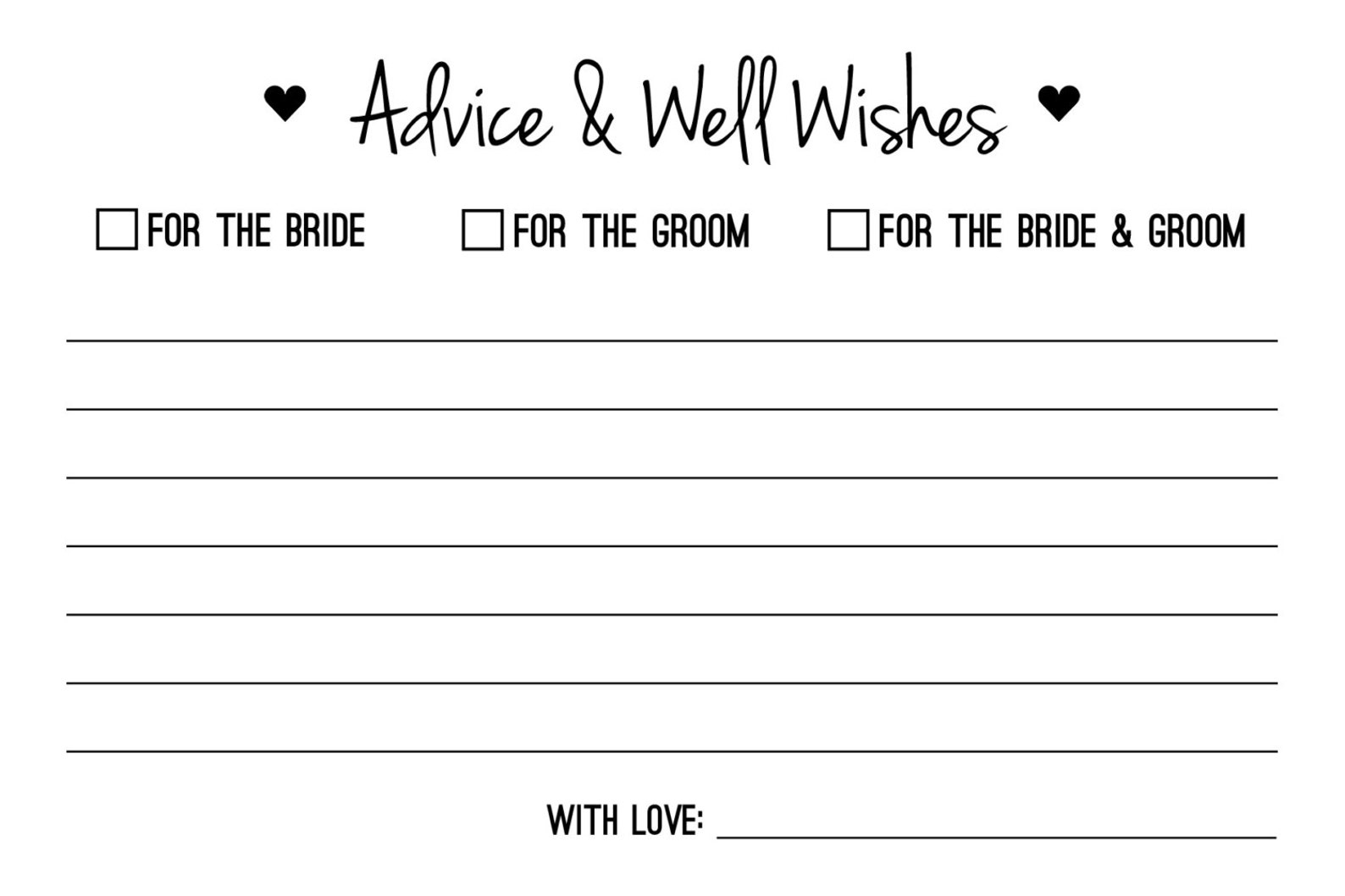 Advice for the Bride and Groom / Packs of 25 - Etsy